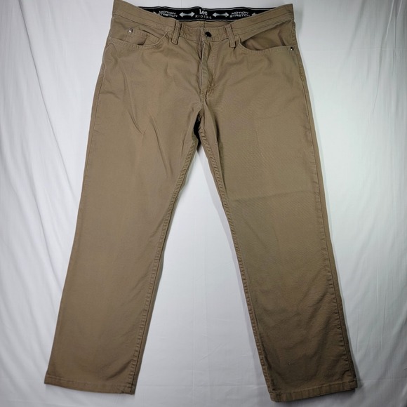 Lee Riders Men's Pants 36X29 Motion Stretch Straight Leg Workwear Tan Canvas - Picture 1 of 16